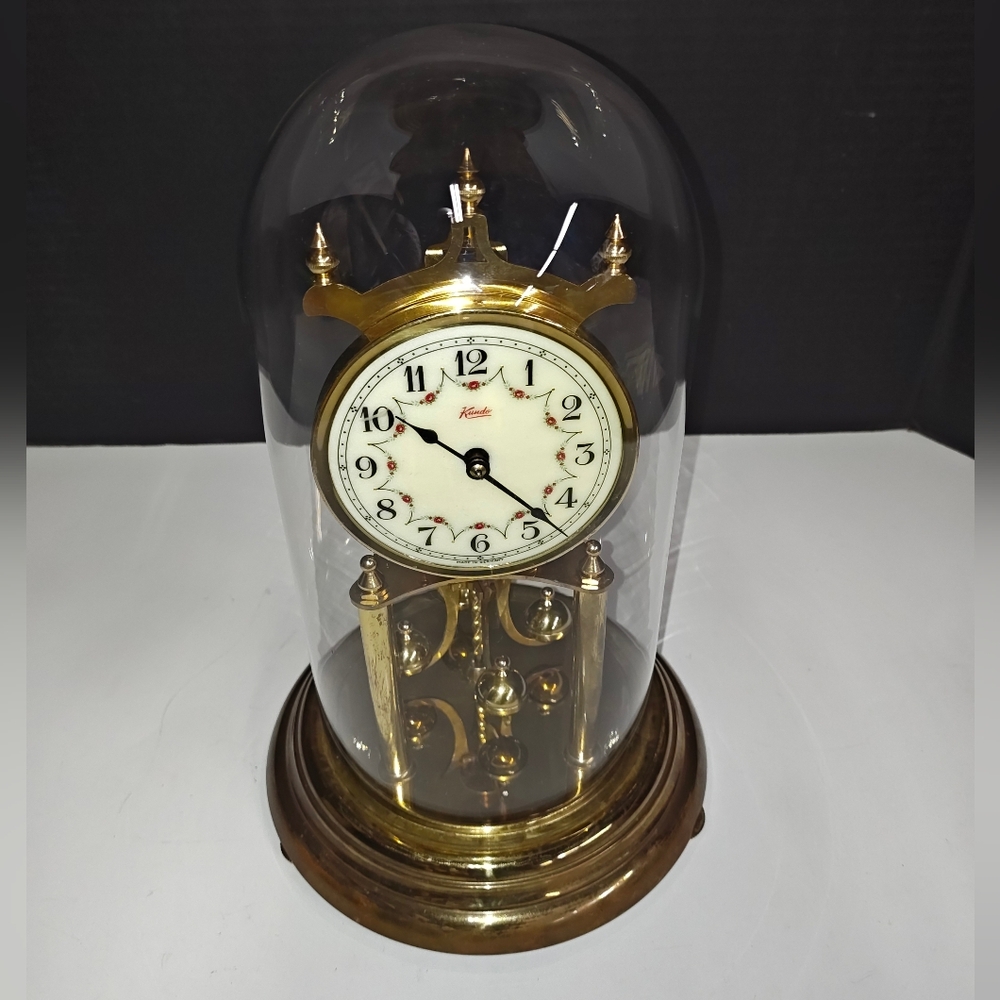 Kundo Vintage Torsion Anniversary Glass Dome Clock Kieninger & Obergfell Germany